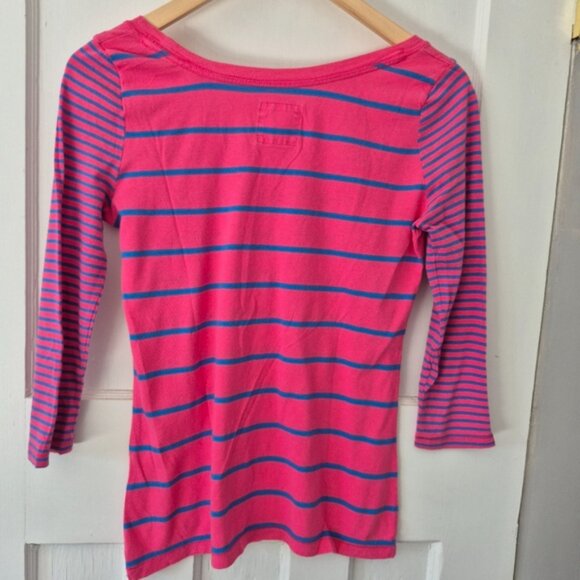 Hollister Y2K Scoop Neck Pink and Blue Striped Top Sz Xs - Picture 5 of 7